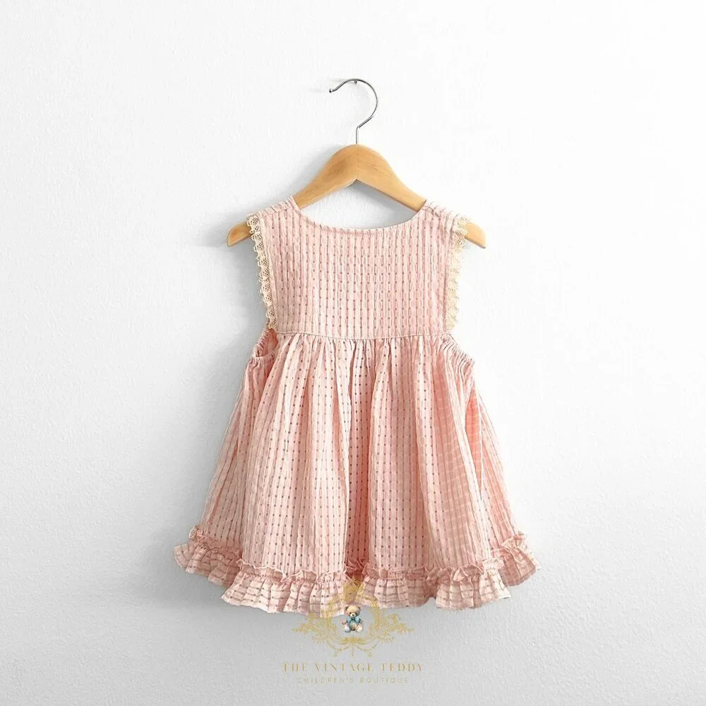 NWT Pretty Girls Sun Dress Checkered Lace Ruffles Bohemian Spring & Summer 4T